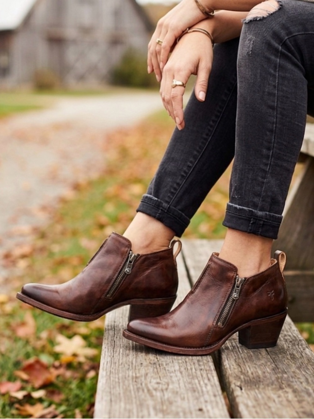 Frye Sacha Moto Shootie Women’s Brown Leather Ankle Boots - 100% Leather size 7B